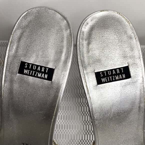 Stuart Weitzman SPELLBOUND Crystal Rhinestone Clear Sandals Lucite‎ Heel 7.5AA - Picture 9 of 15